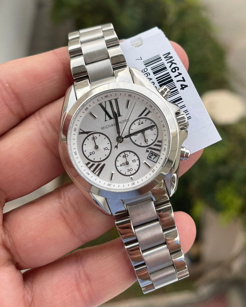 Michael Kors Bradshaw  Chronograph Silver Dial Silver Steel Strap Watch for Women - MK6174