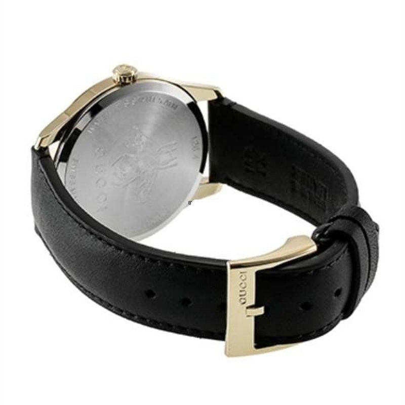 Gucci G-Timeless Mother of Pearl Dial Black Leather Strap Watch For Women - YA126589
