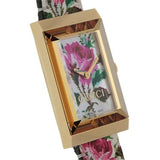 Gucci G-Frame Floral Mother of Pearl Dial White Leather Strap Watch For Women - YA147406