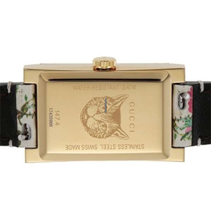 Gucci G-Frame Floral Mother of Pearl Dial White Leather Strap Watch For Women - YA147406