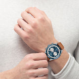 Hugo Boss Santiago Blue Dial Brown Leather Strap Watch for Men - 1513860