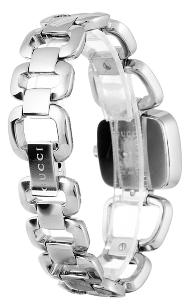 Gucci G Diamonds Black Dial Silver Steel Strap Watch For Women - YA125509