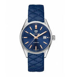 Tag Heuer Carrera Quartz Blue Dial Blue Calfskin Leather Strap Watch for Women - WAR1112.FC6391