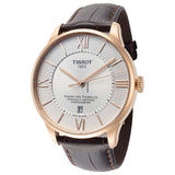 Tissot Chemin Des Tourelles Powermatic 80 Cosc Silver Dial Brown Leather Strap Watch For Men - T099.408.36.038.00