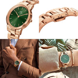 Daniel Wellington Iconic Link Emerald Green Dial Rose Gold Steel Strap Watch For Women - DW00100419