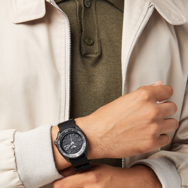 Seiko 5 Sports Automatic Black Dial Black NATO Strap Watch For Men - SRPD79K1