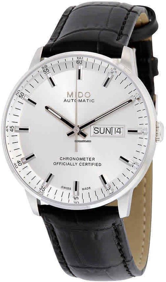 Mido Comander II Automatic Chronometer Silver Dial Black Leather Strap Watch For Men - M021.431.16.031.00