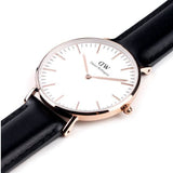 Daniel Wellington Classic Sheffield White Dial Black Leather Strap Watch for Women - DW00100036