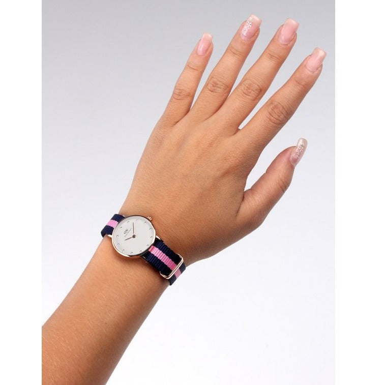 Daniel Wellington Classy Winchester White Dial Two Tone NATO Strap Watch For Women - DW00100065