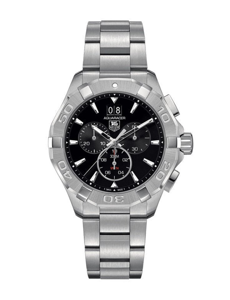 Tag Heuer Aquaracer Chronograph Black Dial Silver Steel Strap Watch for Men - CAY1110.BA0927