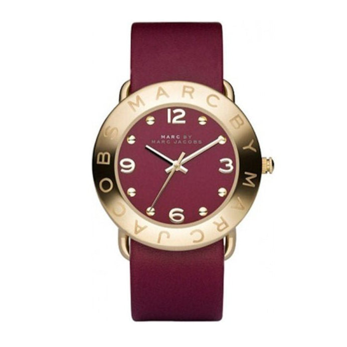 Marc Jacobs Amy Red Dial Burgundy Leather Strap Watch for Women - MBM1152