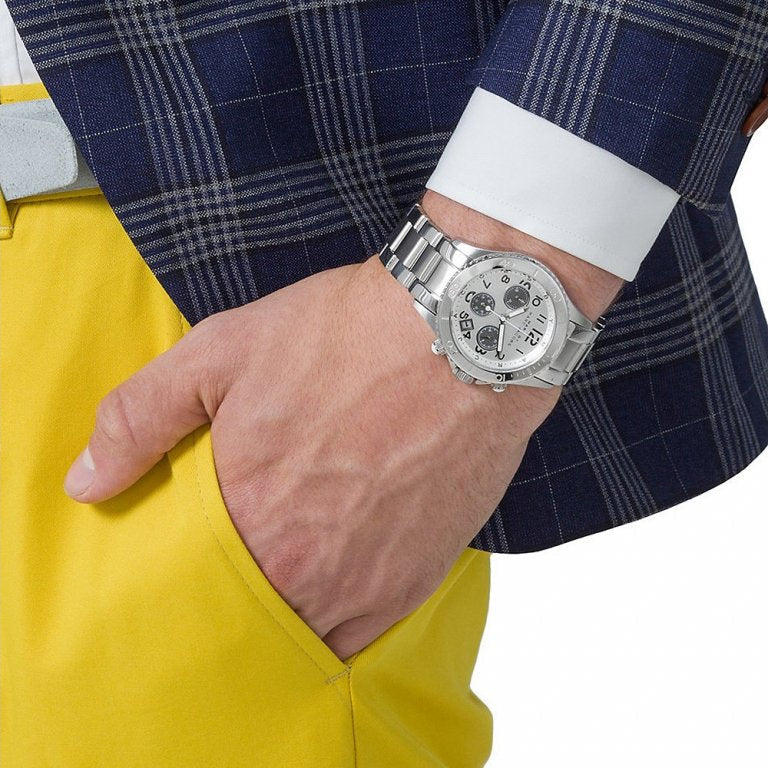 Marc Jacobs Marc Chronograph Silver Dial Silver Steel Strap Watch for Men - MBM3155