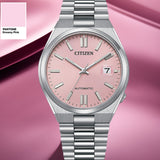 Citizen x Pantone Automatic Dreamy Pink Dial Silver Steel Strap Watch For Men - NJ0158-89X