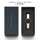Daniel Wellington Classic Petite Dover Black Dial White NATO Strap Watch For Women - DW00100314