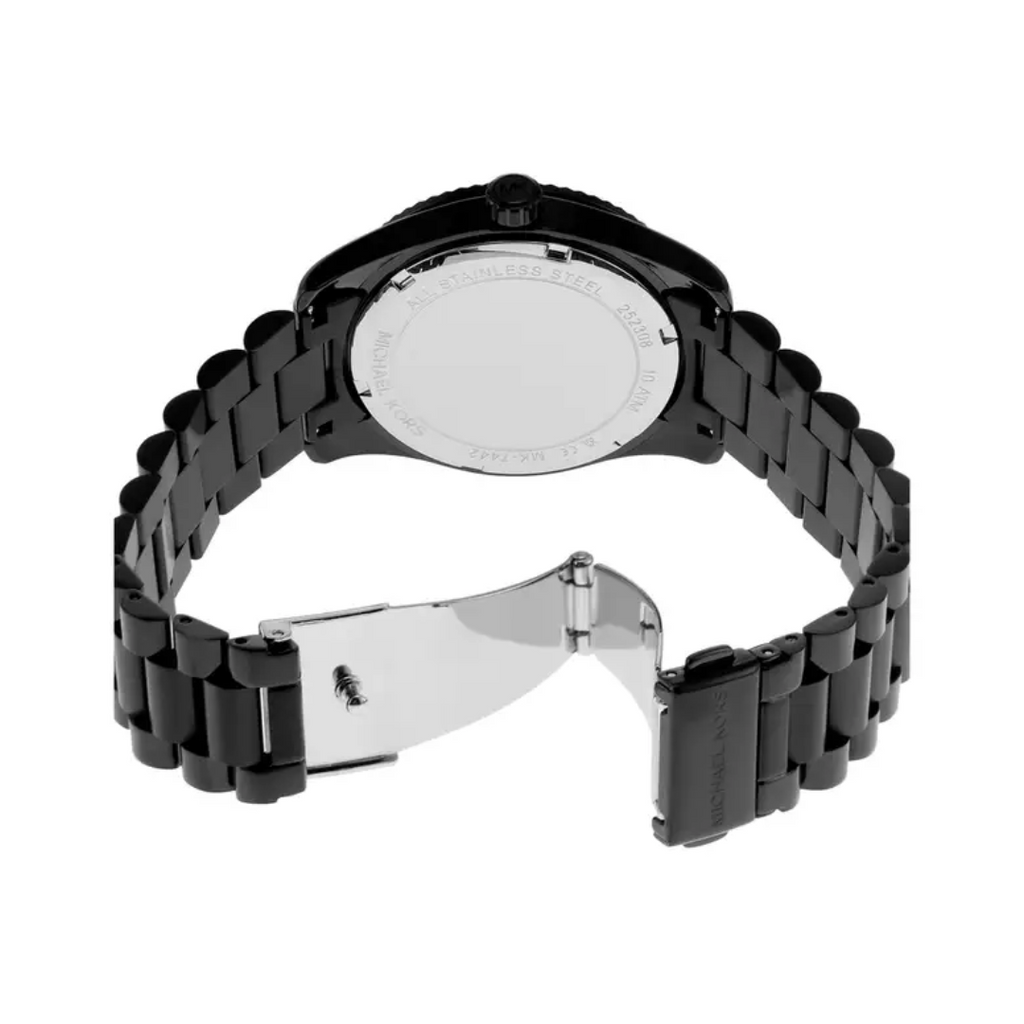 Michael Kors Lexington Lux Black Dial Black Steel Strap Watch For Women - MK7442