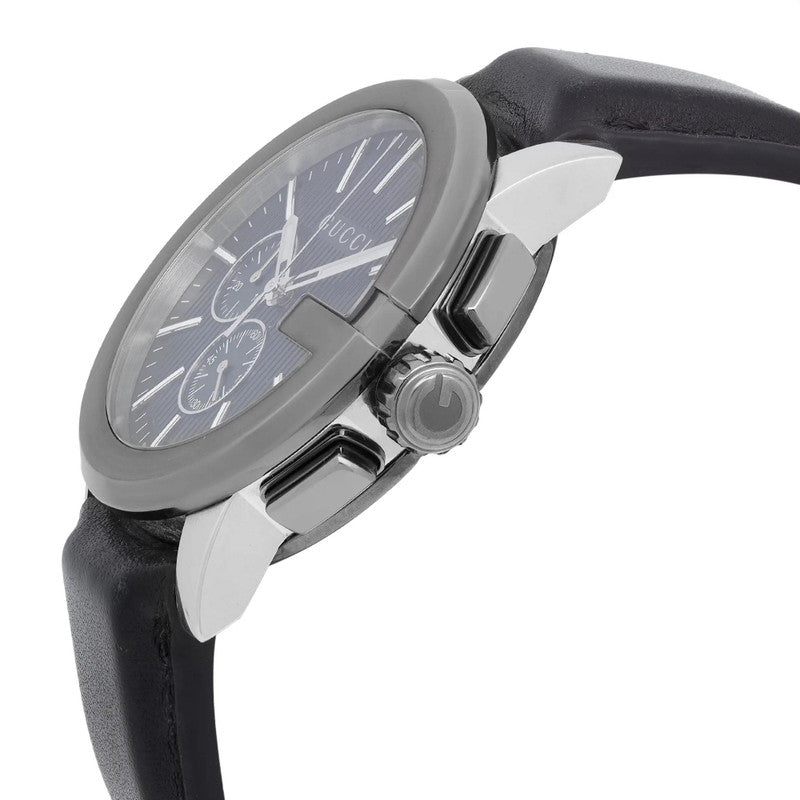 Gucci G Chrono Black Dial Black Leather Strap Watch For Men - YA101205