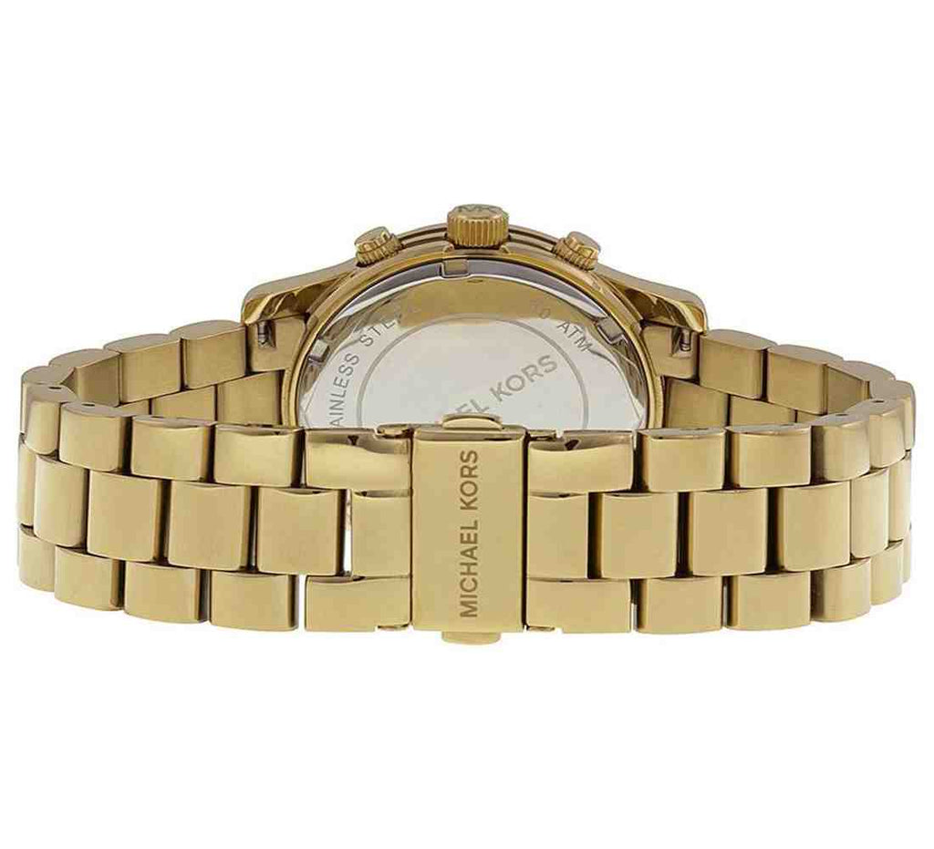 Michael Kors Runway Iridescent Pink Dial Gold Steel Strap Watch for Women - MK5939
