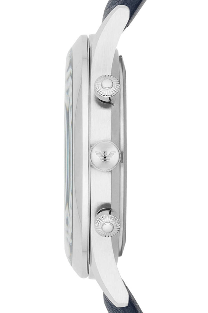 Emporio Armani Lambda Chronograph Blue Dial Blue Leather Strap Watch For Men - AR11018