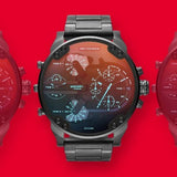 Diesel Mr Daddy 2.0 Chronograph Grey Dial Grey Steel Strap Watch For Men - DZ7315