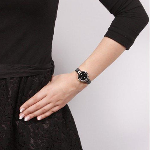 Tissot T Lady Flamingo Black Dial Black Leather Strap Watch For Women - T094.210.16.051.00