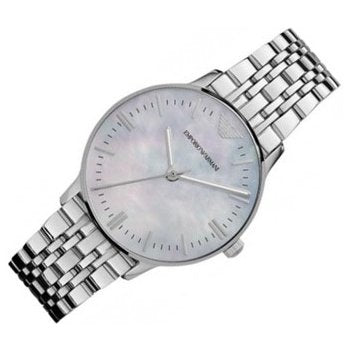 Emporio Armani Classic Quartz Mother of Pearl Dial Silver Steel Strap Watch For Women - AR1602