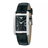Emporio Armani Classic Black Dial Black Leather Strap Watch For Women - AR0144