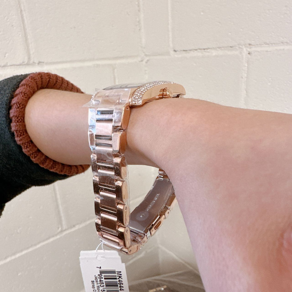 Michael Kors Emery Three-Hand Crystals Silver Dial Rose Gold Steel Strap Watch for Women - MK4644