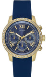 Guess Sunrise Blue Dial with Diamonds Blue Rubber Strap Watch For Women - W0616L2