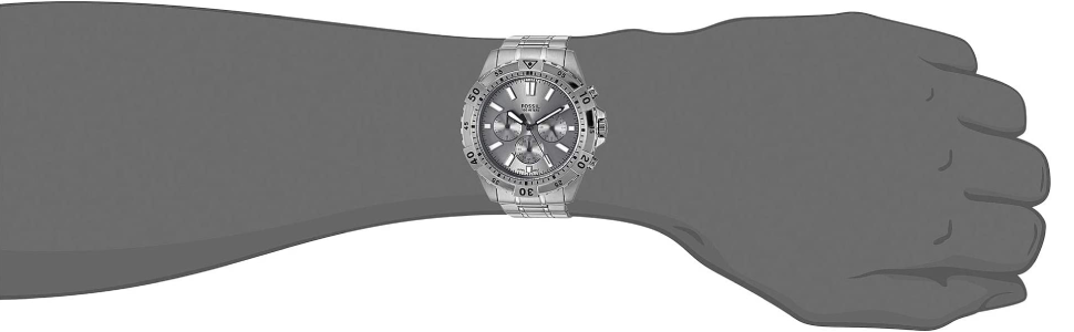 Fossil Garrett Chronograph Grey Dial Grey Steel Strap Watch for Men - FS5621