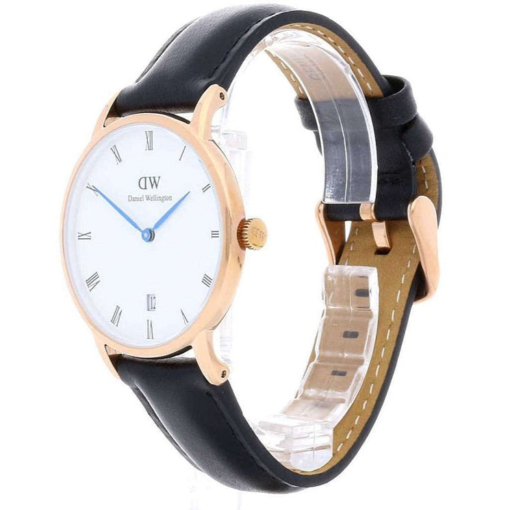 Daniel Wellington Classic Sheffield White Dial Black Leather Strap Watch For Men - DW00100084