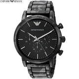 Emporio Armani Luigi Chronograph Black Dial Black Steep Strap Watch For Men - AR11045