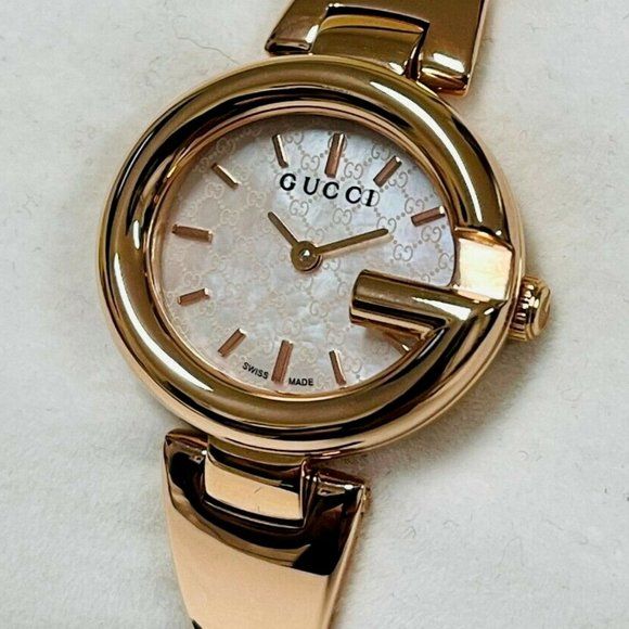 Gucci Guccisima Quartz Mother of Pearl White Dial Rose Gold Steel Strap Watch for Women - YA134512