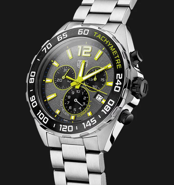 Tag Heuer Formula 1 Chronograph Grey Dial Silver Steel Strap Watch for Men - CAZ101AG.BA0842
