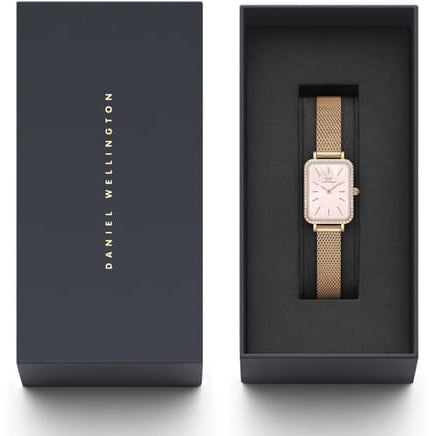 Daniel Wellington Quadro Studio White Dial Gold Stainless Steel Watch For Women - DW00100517