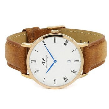Daniel Wellington Dapper Durham White Dial Brown Leather Strap Watch For Men - DW00100115