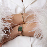 Daniel Wellington Quadro Melrose Green Dial Rose Gold Mesh Strap Watch For Women - DW00100437