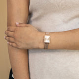 Daniel Wellington Quadro Unitone Rose Gold Dial Rose Gold Mesh Strap Watch For Women - DW00100484