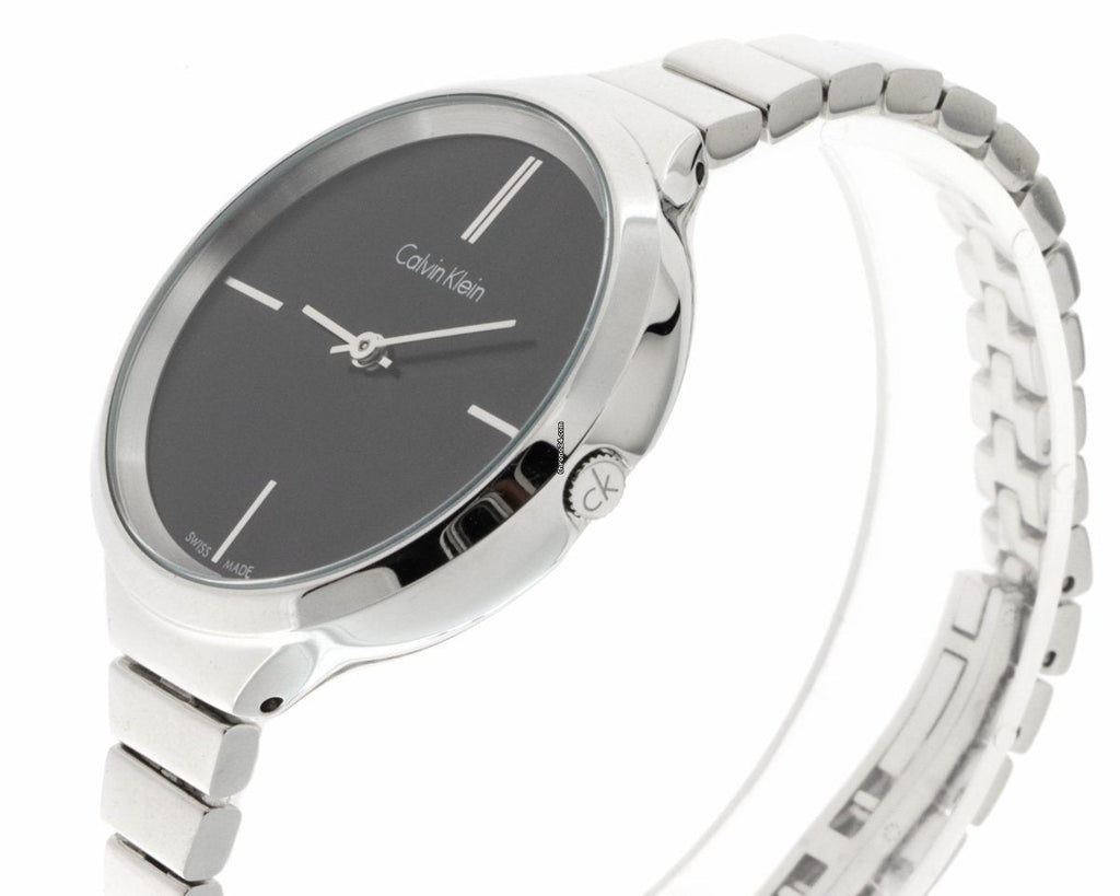 Calvin Klein Lively Black Dial Silver Steel Strap Watch for Women - K4U23121