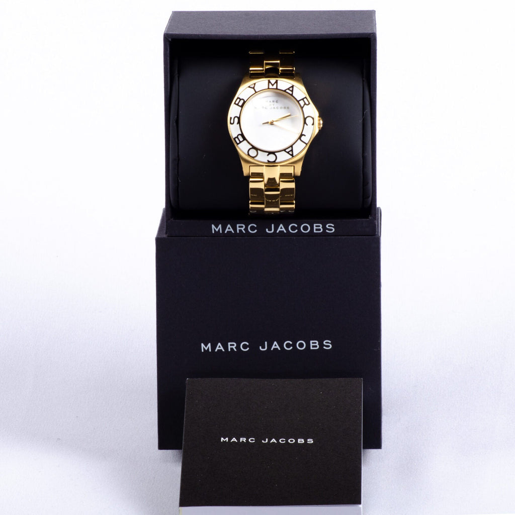 Marc Jacobs Blade White Dial Gold Steel Strap Watch for Women - MBM3050