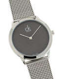 Calvin Klein Minimal Grey Dial Silver Mesh Bracelet Watch for Women - K3M2212X
