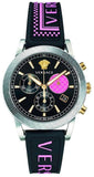Versace Sport Tech Chronograph Black Dial Black Rubber Strap Watch for Women - VELT00619