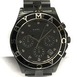 Marc Jacobs Blade Chronograph Black Dial Black Steel Strap Watch for Women - MBM3083