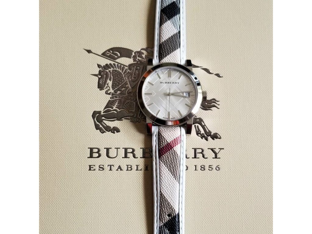 Burberry The City Silver Dial Brown Leather Strap Watch for Women - BU9136