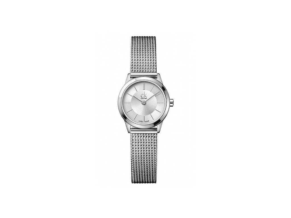Calvin Klein Minimal White Dial Silver Mesh Bracelet Watch for Women - K3M23126