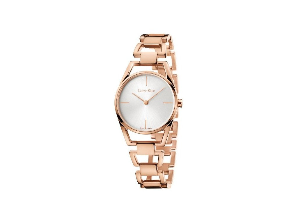 Calvin Klein Dainty White Dial Rose Gold Steel Strap Watch for Women - K7L23646
