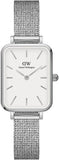 Daniel Wellington Quadro Sterling White Dial Silver Mesh Strap Watch For Women - DW00100438