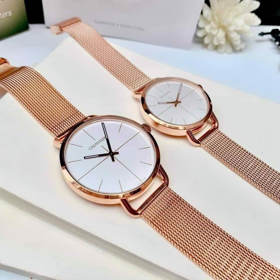 Calvin Klein Even White Dial Rose Gold Mesh Bracelet Watch for Women - K7B21626