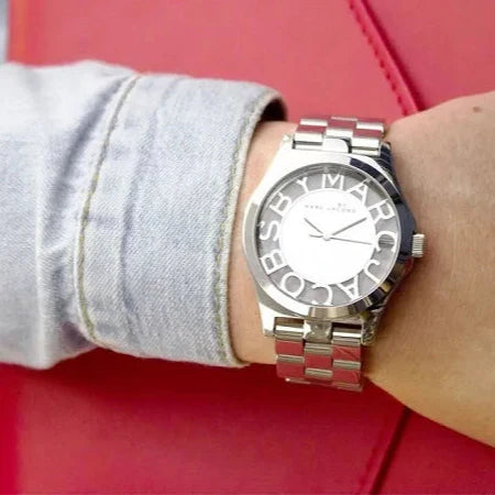 Marc Jacobs Henry Transparent Silver Dial Silver Stainless Steel Strap Watch for Women - MBM3205
