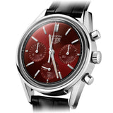Tag Heuer Carrera Automatic Chronograph Red Dial Black Leather Strap Watch for Men - CBK221G.FC6479