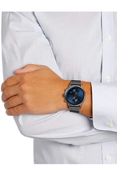Hugo Boss Jet Blue Dial Gunmetal Mesh Bracelet Watch for Men  - 1513677